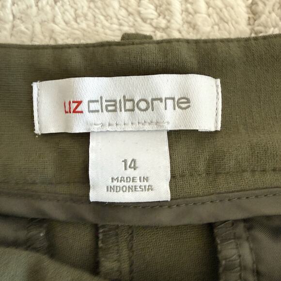 Liz Claiborne Womens Size 14 Green Casual Pants Office Mid-Rise Timeless Simple - Picture 9 of 11